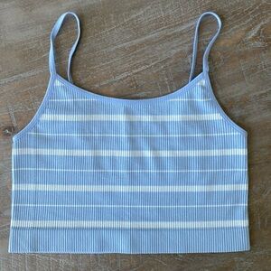 Blue and White Stripe Cropped Tank Top Size Small